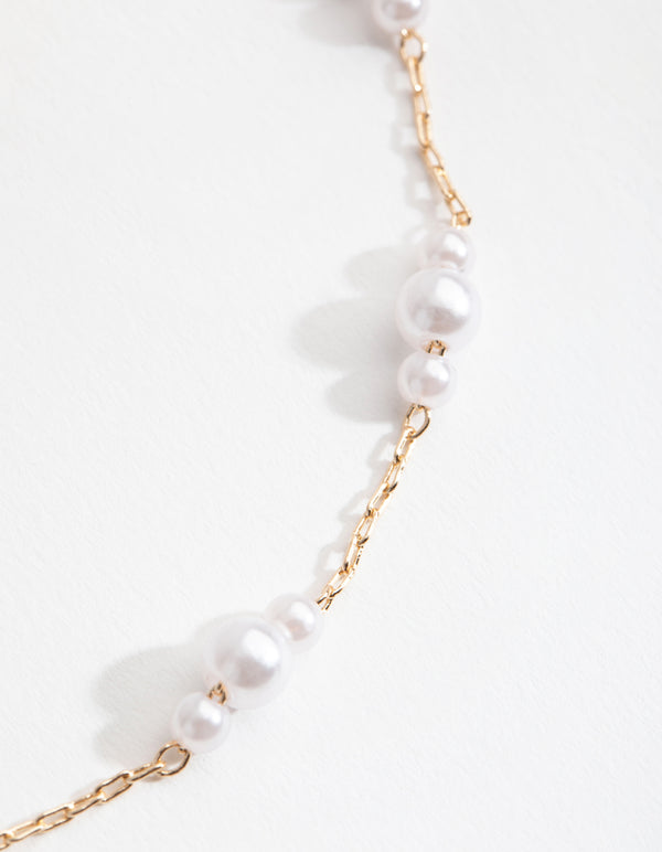 Gold Tripple Pearl Station Choker