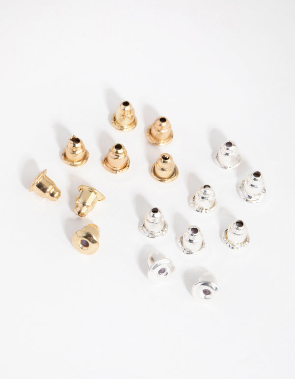 Mix Gold & Silver Earring Backs 16-Pack