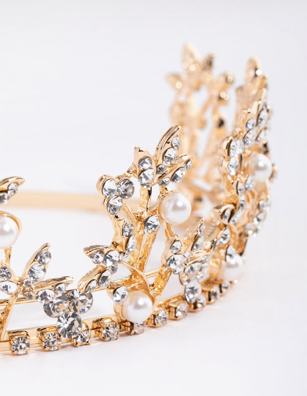 Gold Pearl Leaf Crown