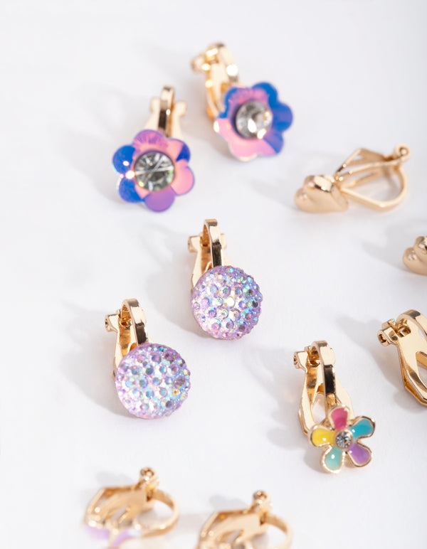 Kids Gold Flower Garden 6-Pack Earring