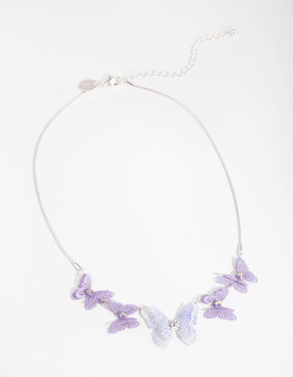 Kids Diamante Stamp Butterfly Necklace