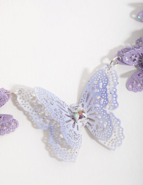 Kids Diamante Stamp Butterfly Necklace