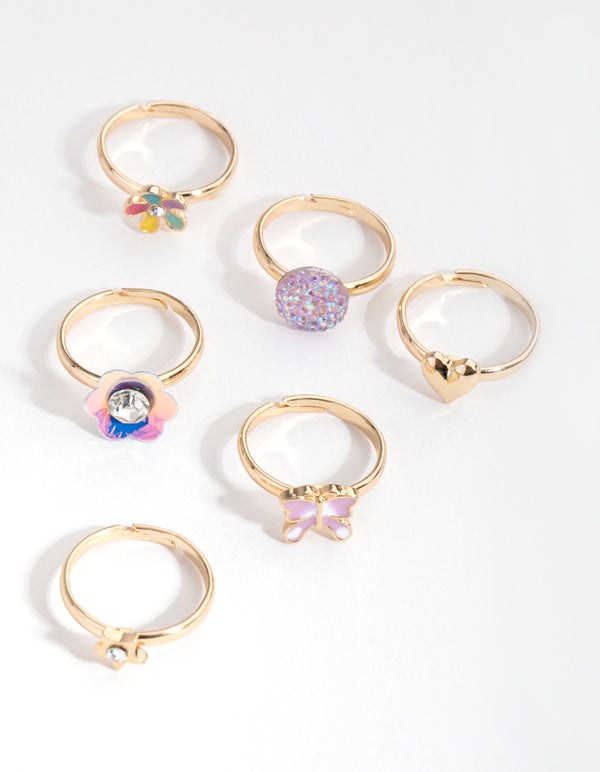 Kids Gold Flower Garden 6-Pack Rings