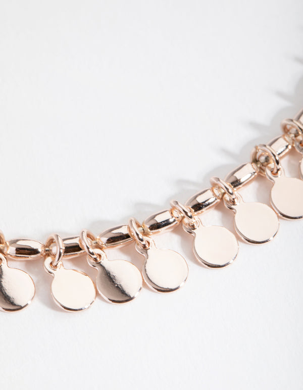 Rose Gold Jingle Circle Disc Anklet