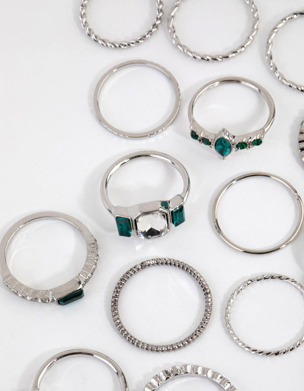 Silver Royal Green Ring 24-Pack