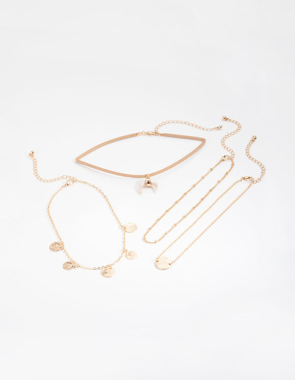Gold Tusk Coin Choker 4-Pack