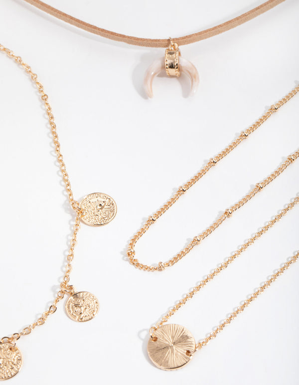 Gold Tusk Coin Choker 4-Pack