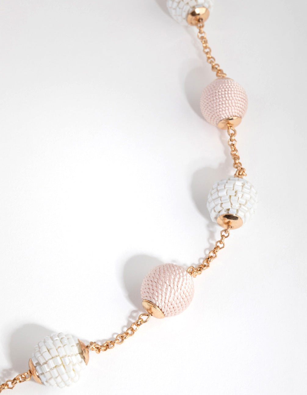 Gold Wrap Bead Station Necklace
