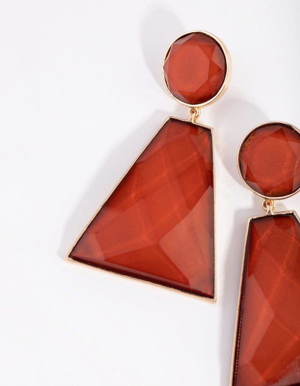 Gold Foil Stone Drop Earrings