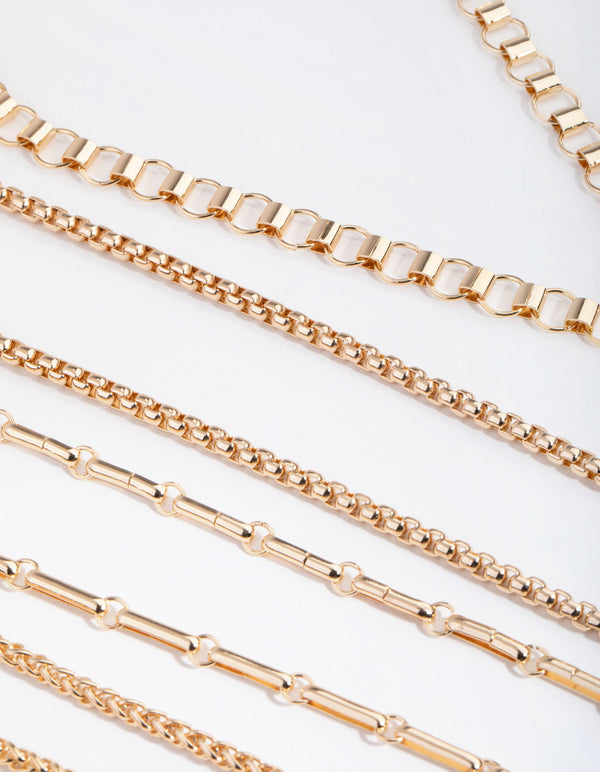 Gold Mix Chain Cross Necklace Pack
