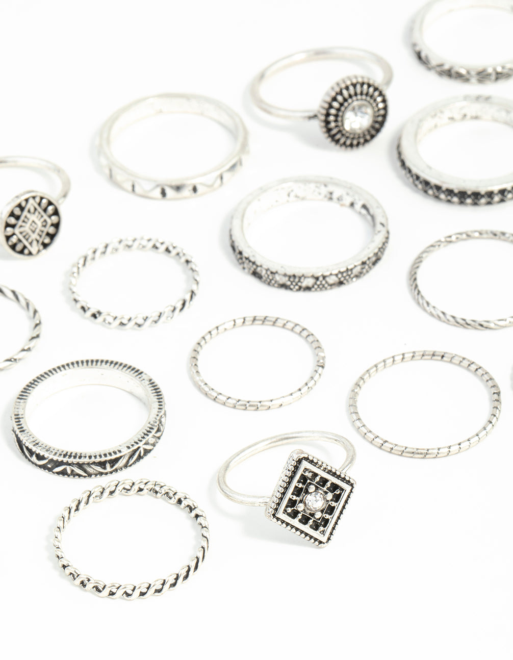 Antique Silver Etched Ring 24-Pack