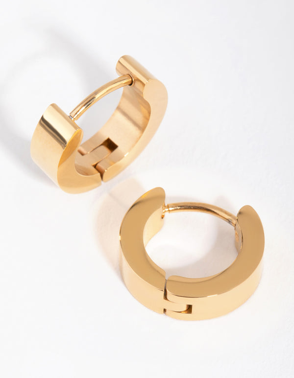 24 Carat Gold Plated Surgical Steel Wide Huggie Earrings