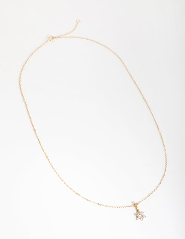 Gold Cubic Zirconia Flower Necklace