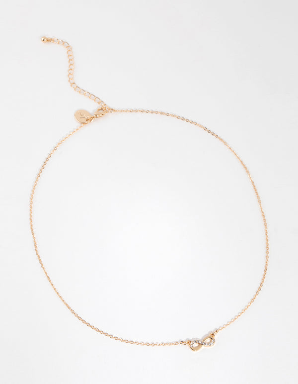 Gold Diamante Infinity Necklace