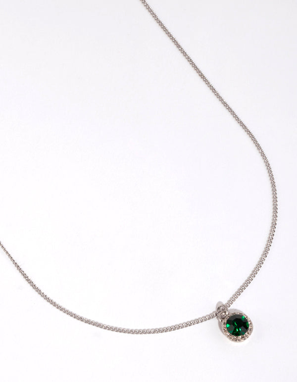 Silver Circle Diamante Pendant Necklace