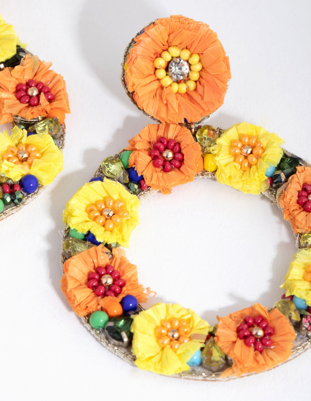 Beaded Flower Cluster Drop Earrings
