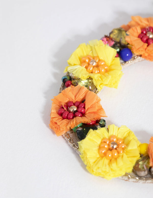 Beaded Flower Cluster Drop Earrings