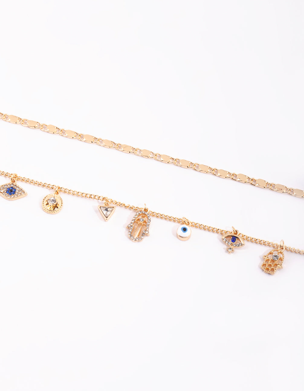 Gold Evil Eye Charm Anklet Pack