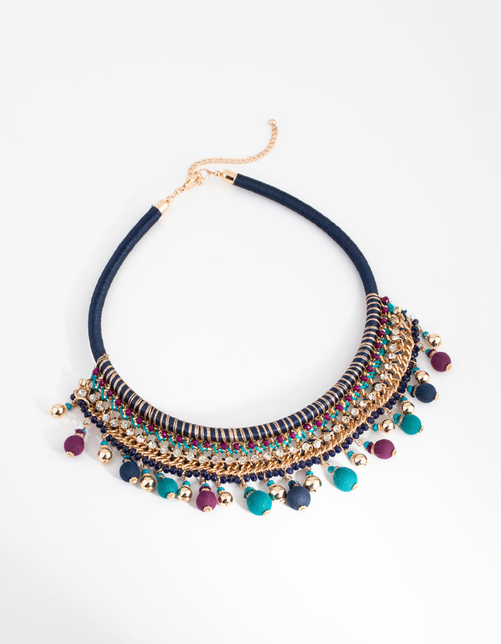 Gold Threadwrap Bead Statement Necklace