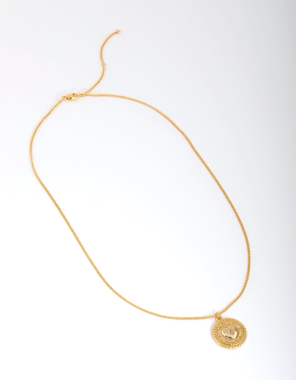 18ct Gold Plated Cubic Zirconia Heart Coin Necklace