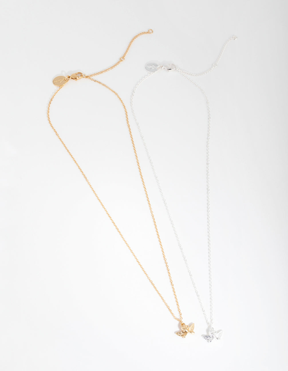18ct Gold & Silver Plated Cherub Necklace Set