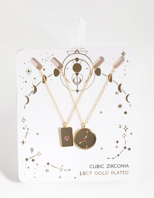 18ct Gold Plated Cubic Zirconia Cancer Necklace Set