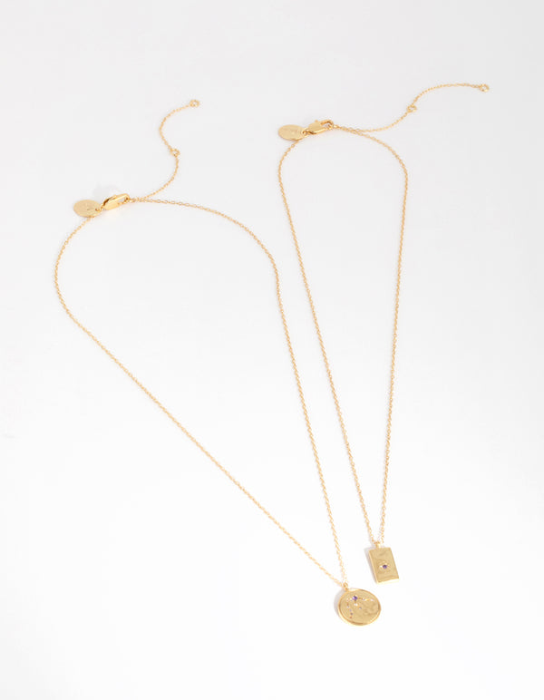 18ct Gold Plated Cubic Zirconia Aquarius Necklace Set