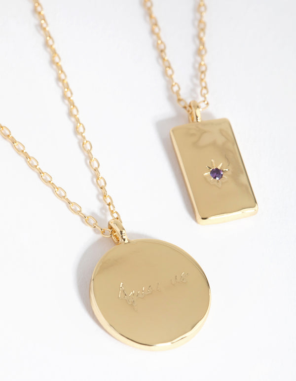 18ct Gold Plated Cubic Zirconia Aquarius Necklace Set