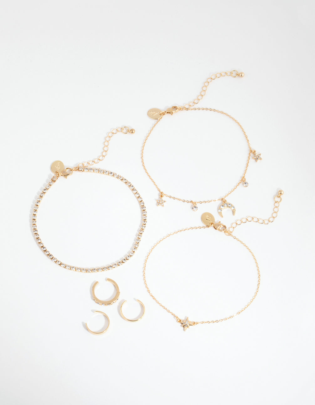 Gold Moon Anklet & Toe Ring 6-Pack Set