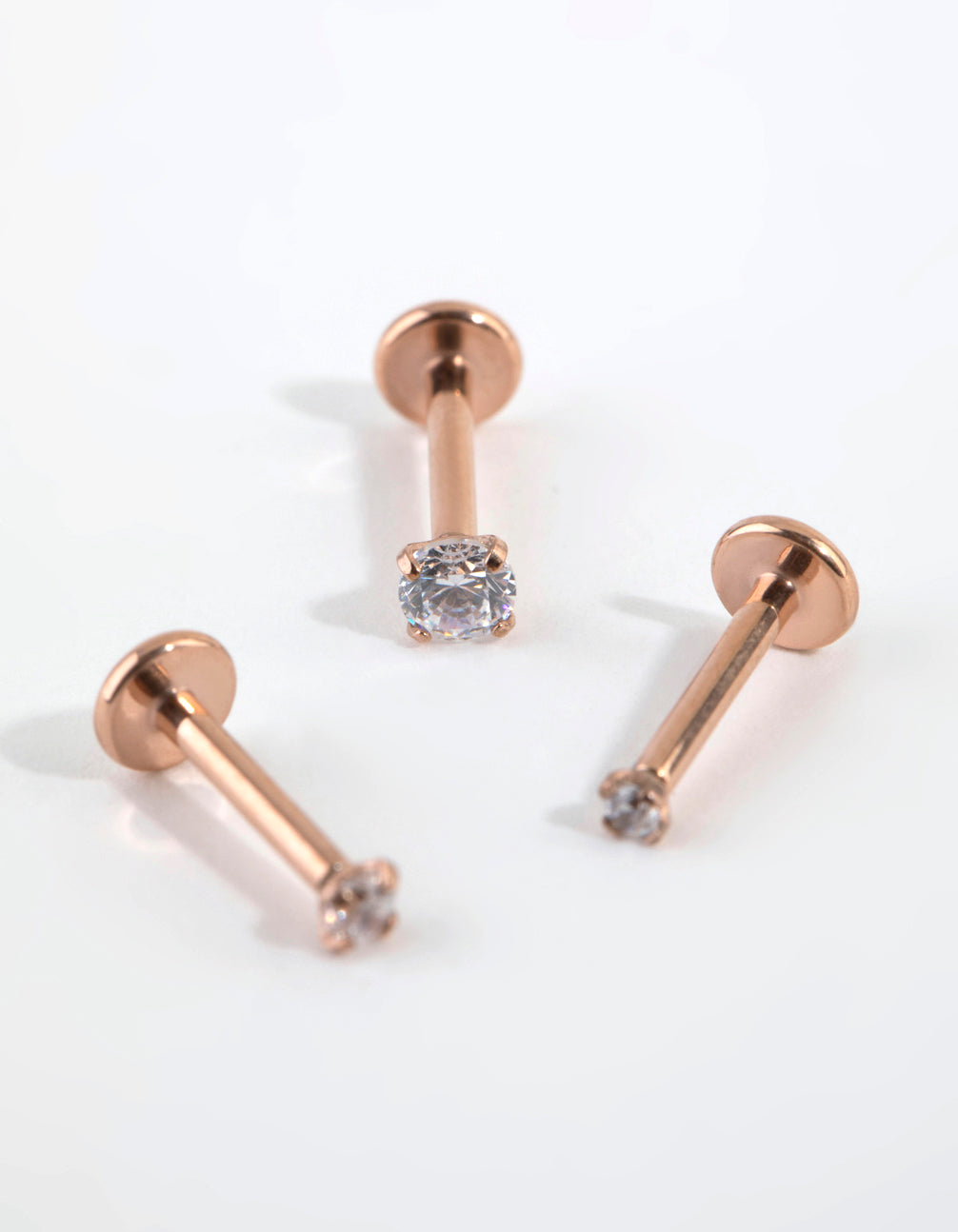 Rose Gold Titanium Graduated Cubic Zirconia Flat Back Pack