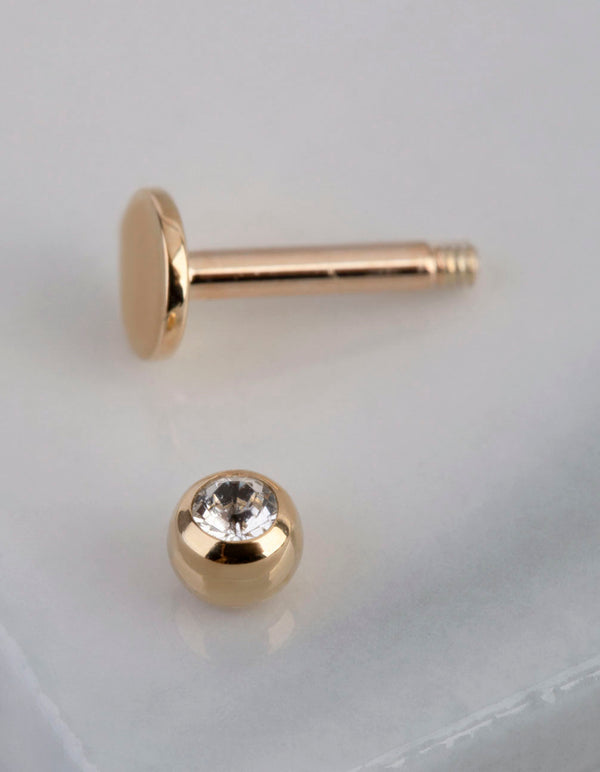 9ct Gold Cubic Zirconia Ball Flat Back