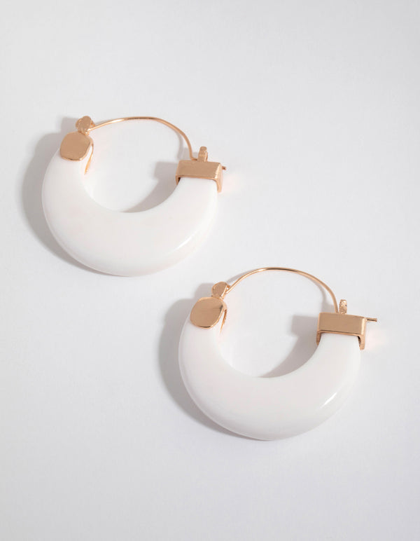 White Resin Wedge Hoop Earrings