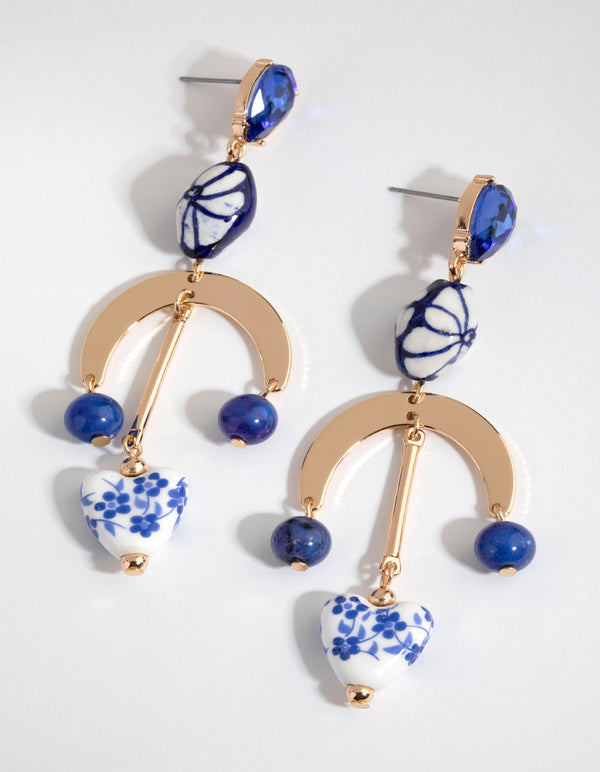 Gold Painted Bead Mobile Earrings