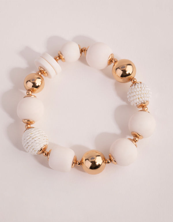 Gold Mixed Texture Beaded Bracelet