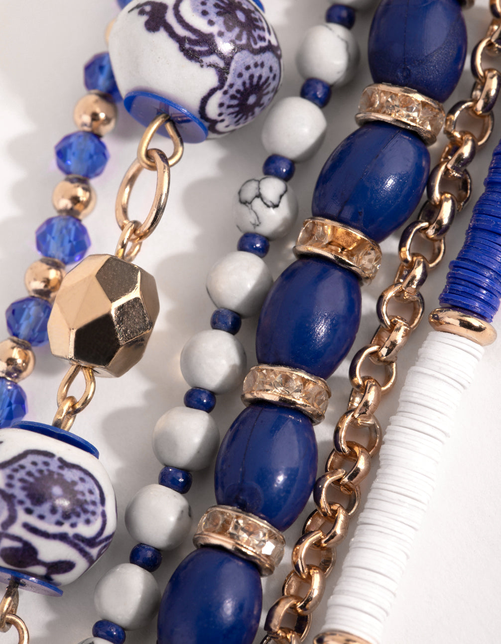Gold Multi Bead Porcelain Bracelet