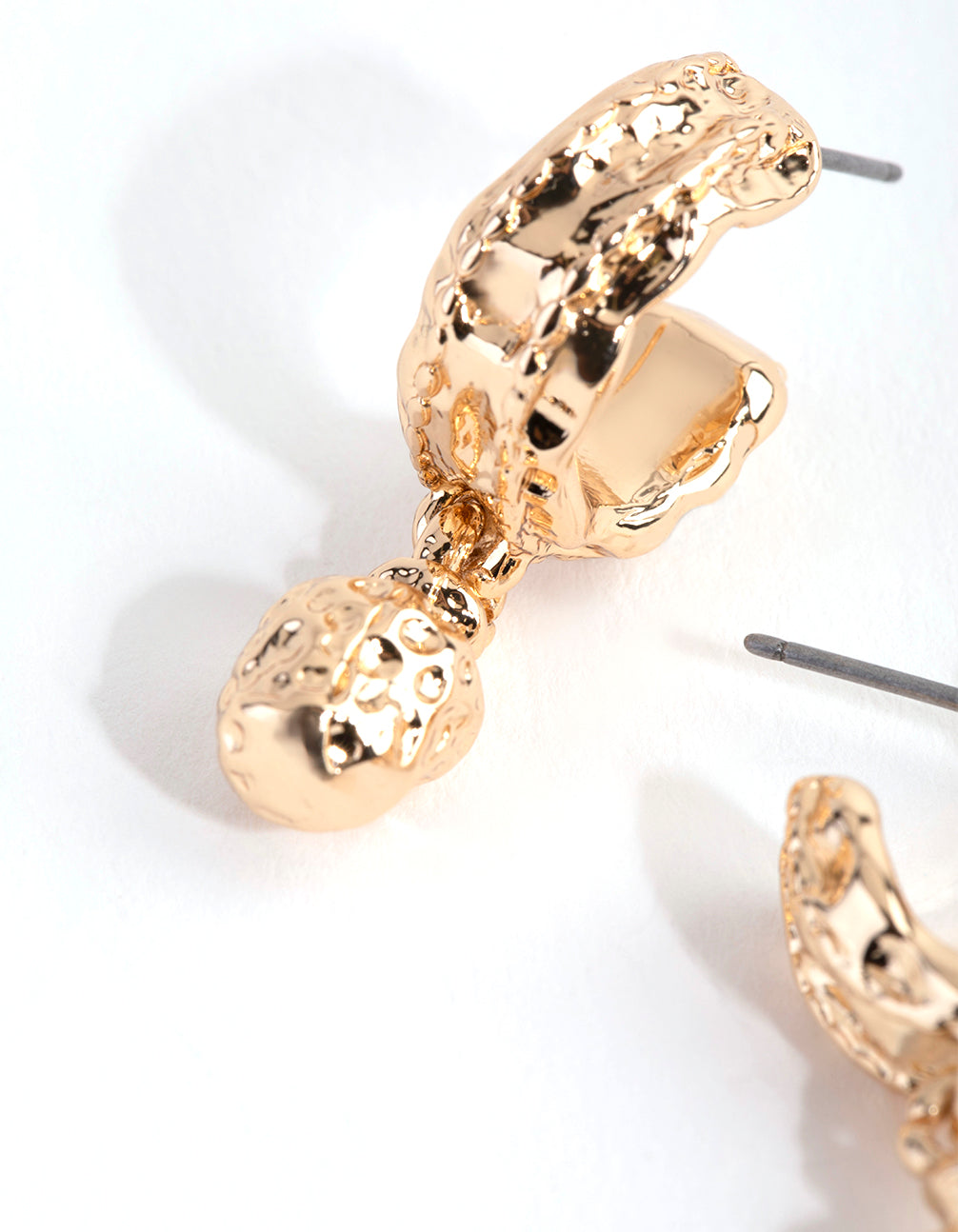 Gold Small Chunky Crater Hoop Earrings