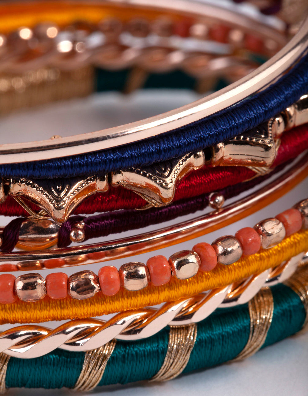 Gold Thread & Bead Bangle Pack
