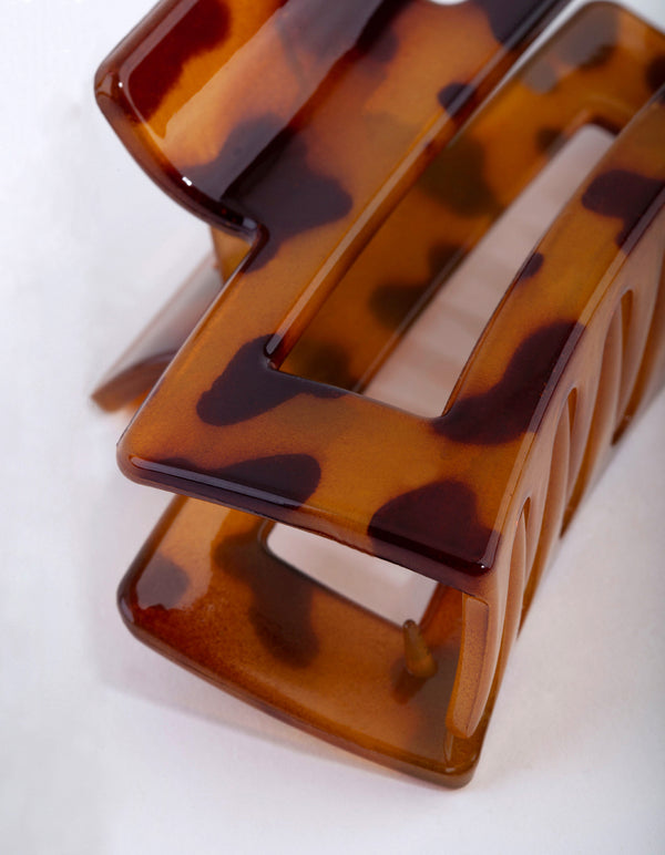 Tortoiseshell Plastic Large Rectangle Claw Clip