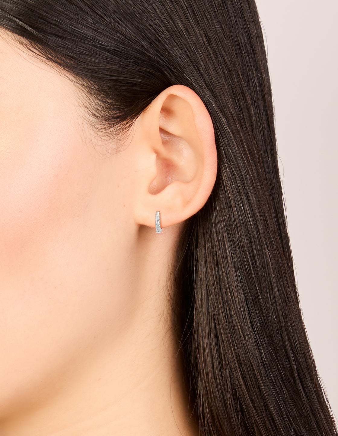 Sterling Silver Mini Cubic Zirconia Huggie Earrings