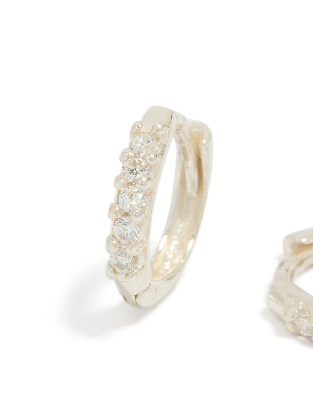 Sterling Silver Mini Cubic Zirconia Huggie Earrings