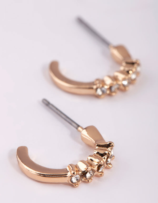 Gold Micro Diamante Hoop Earrings