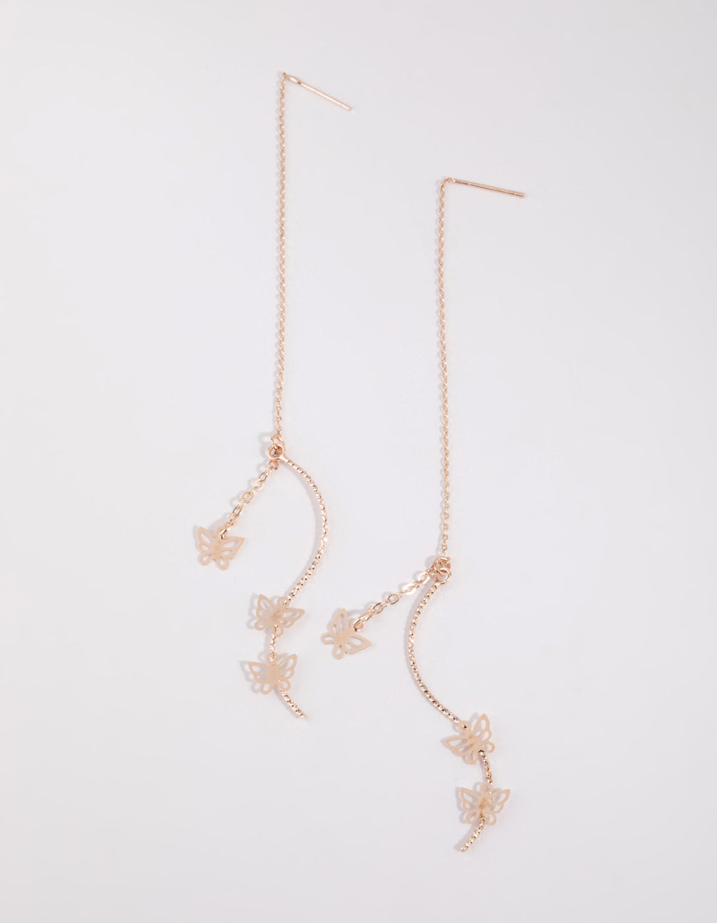 Rose Gold Cut Out Butterfly Drop Earrings