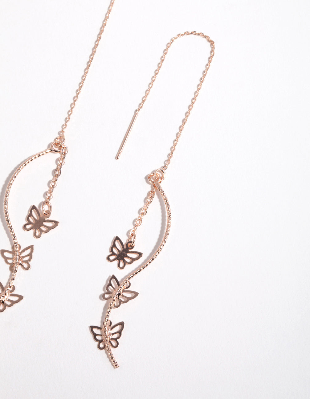 Rose Gold Cut Out Butterfly Drop Earrings
