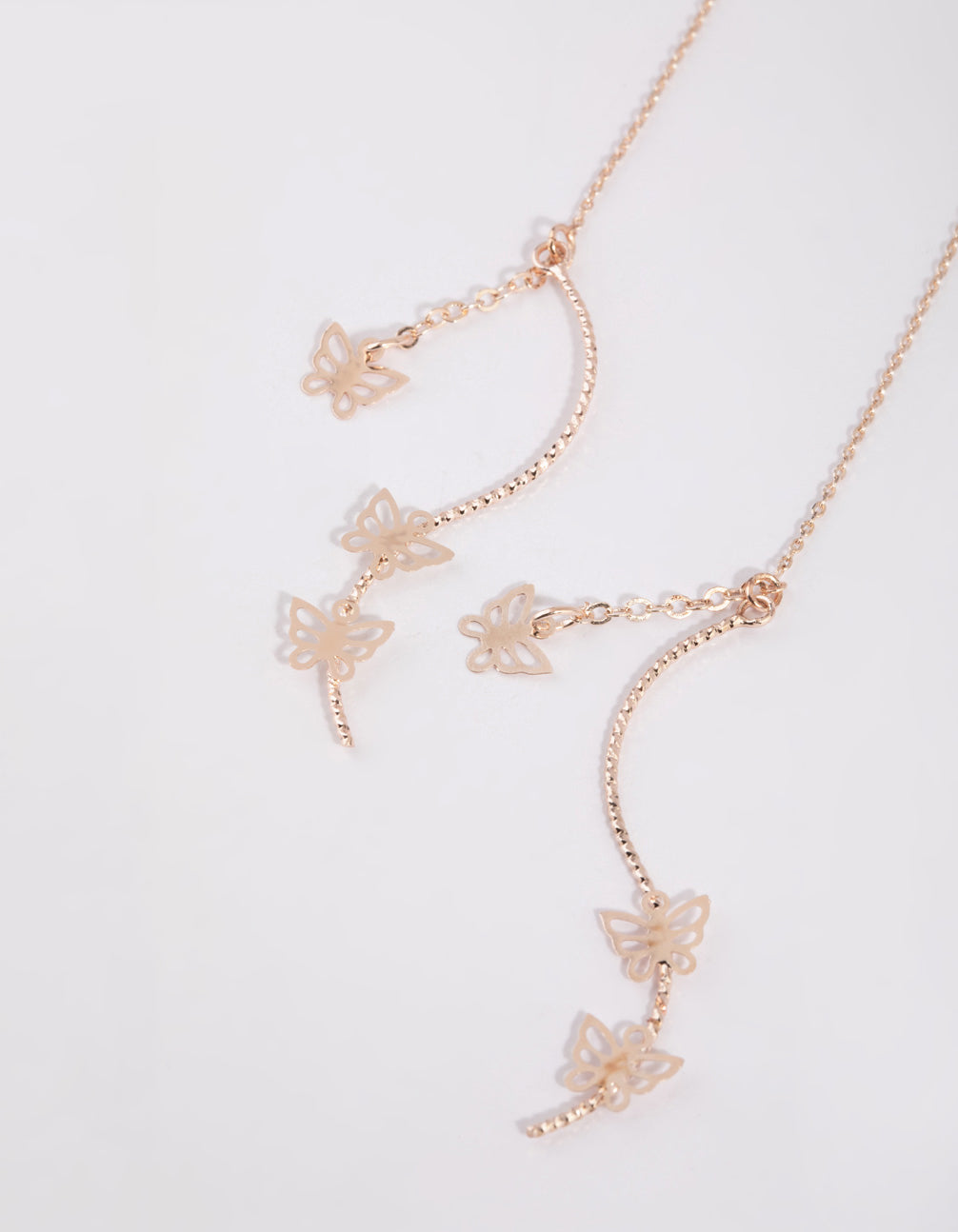Rose Gold Cut Out Butterfly Drop Earrings