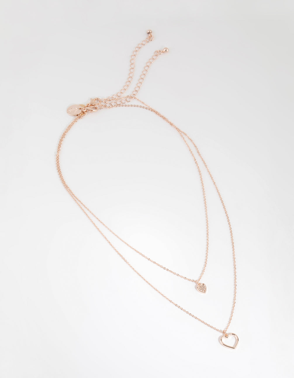 Rose Gold Double Heart Layered Necklace