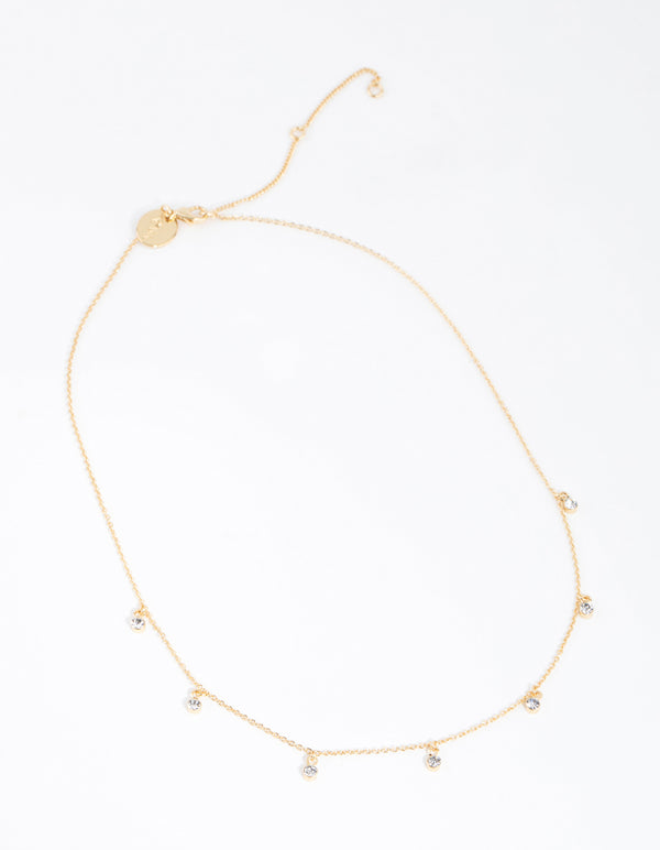 Gold Plated Mini Diamante Necklace