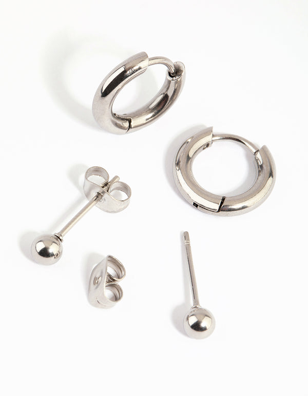 Surgical Steel Stud & Huggie Earring Set