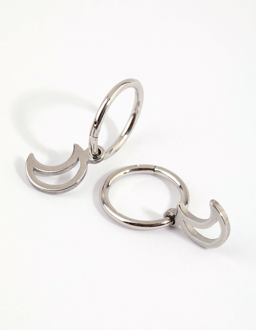 Surgical Steel Moon Charm Sleeper Earrings