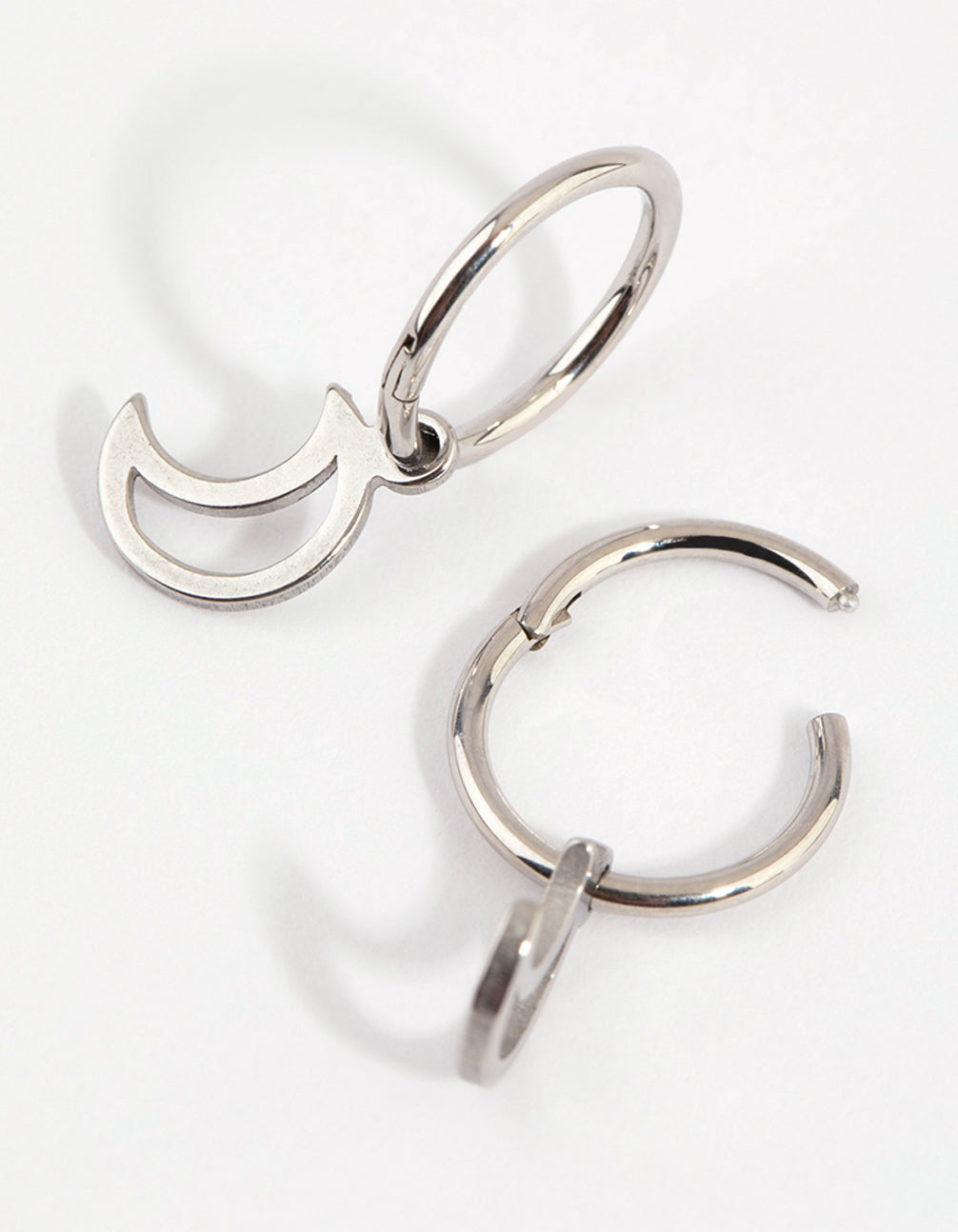 Surgical Steel Moon Charm Sleeper Earrings