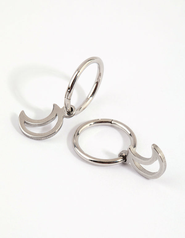 Surgical Steel Moon Charm Sleeper Earrings